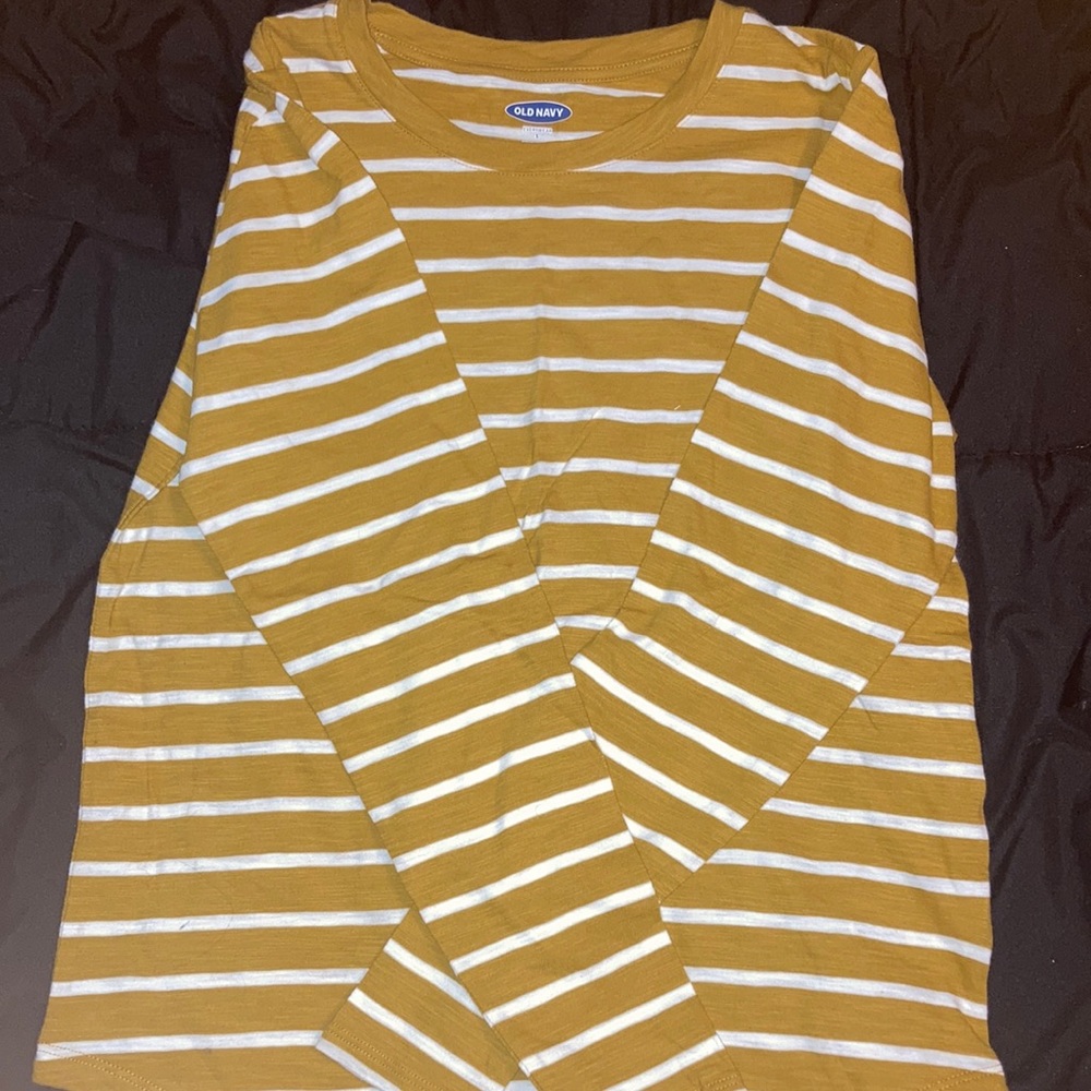 yellow striped long sleeve tee